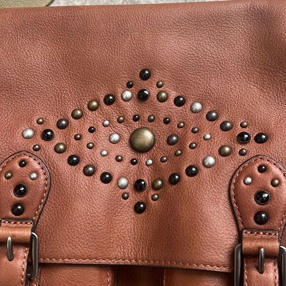 Ralph Lauren Studded Leather Noa Crossbody with Front Pockets, Brown, NWT - Picture 15 of 16